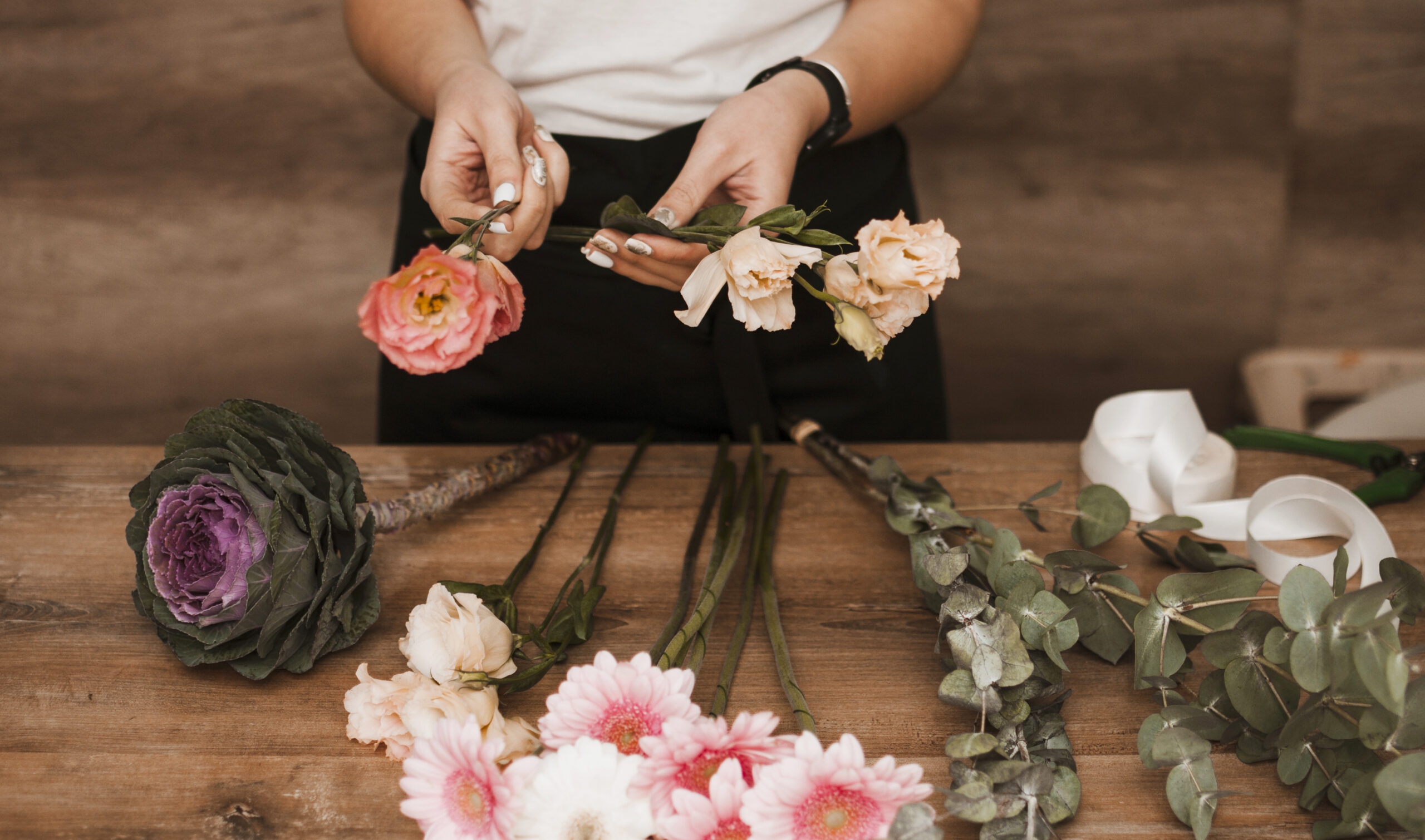 wooden flowers bouquet